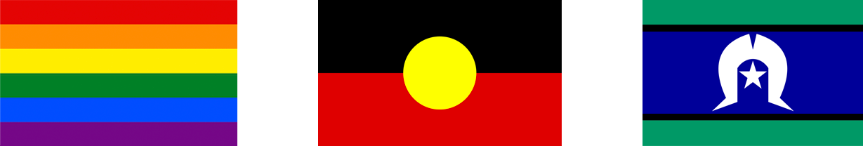 LGBTQ, Aboriginal, and Torres Strait Islander flags